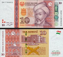 *10 Somoni Tadžikistan 2022, P24e UNC - Kliknutím na obrázok zatvorte -